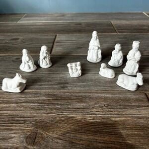 Minimalist Modern White Nativity Scene Set 11 Piece Ceramic Simple‎  Christmas